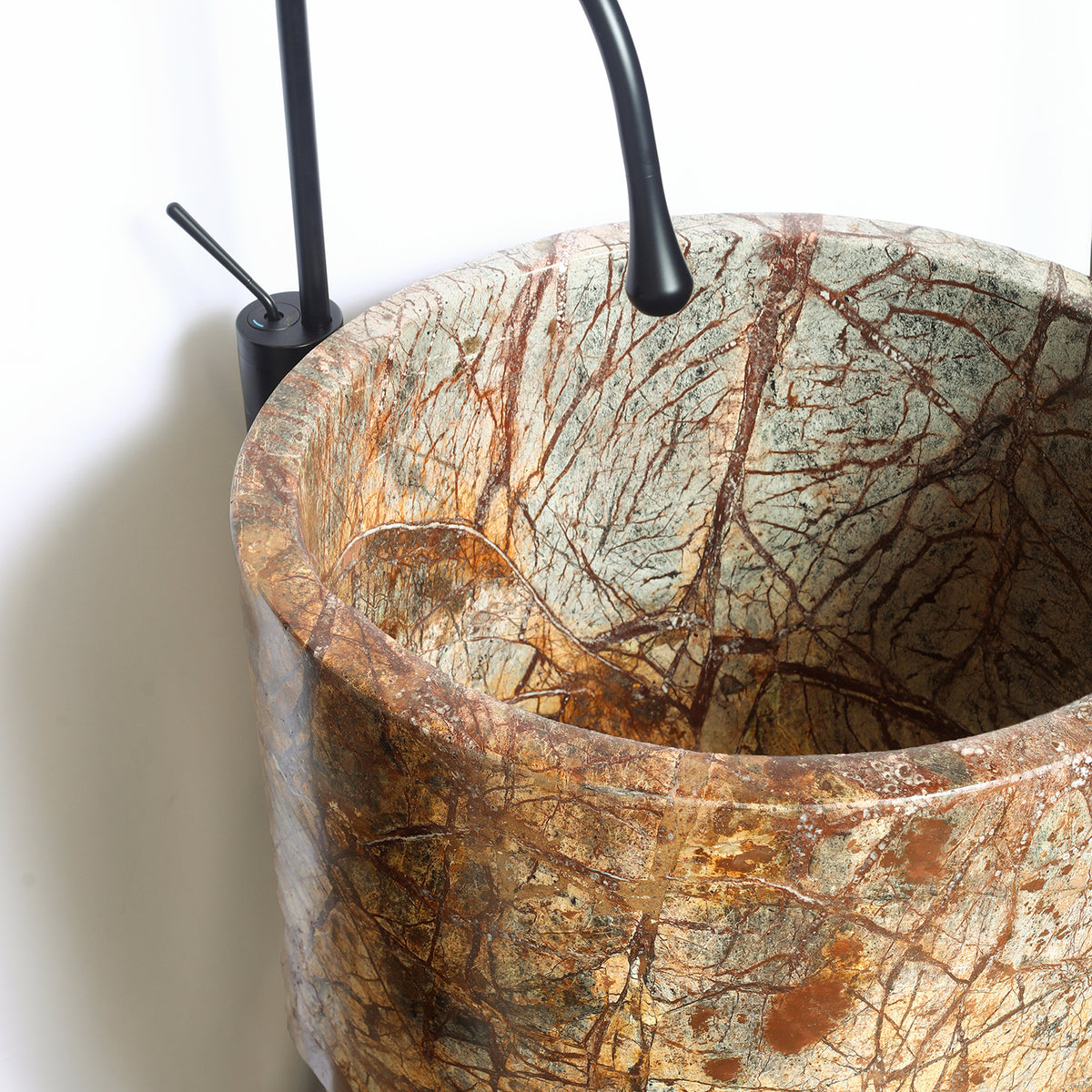 Rainforest Brown Marble Pedestal Sink