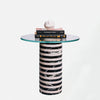 Striped Marble Cylindrical Side Table