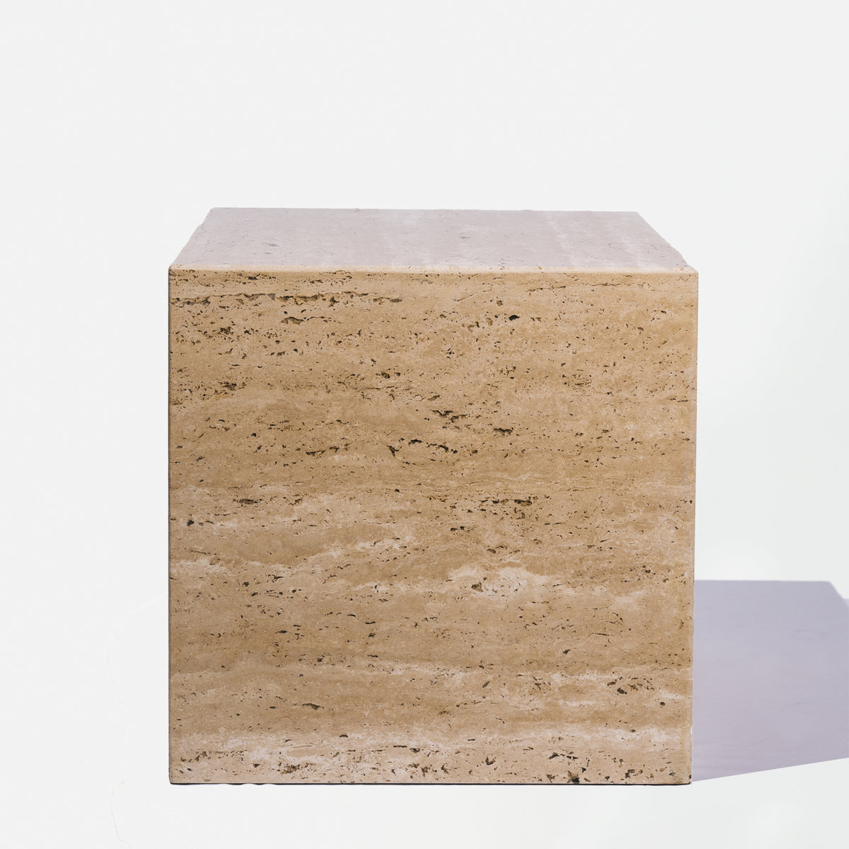 Travertine Cube Side Table