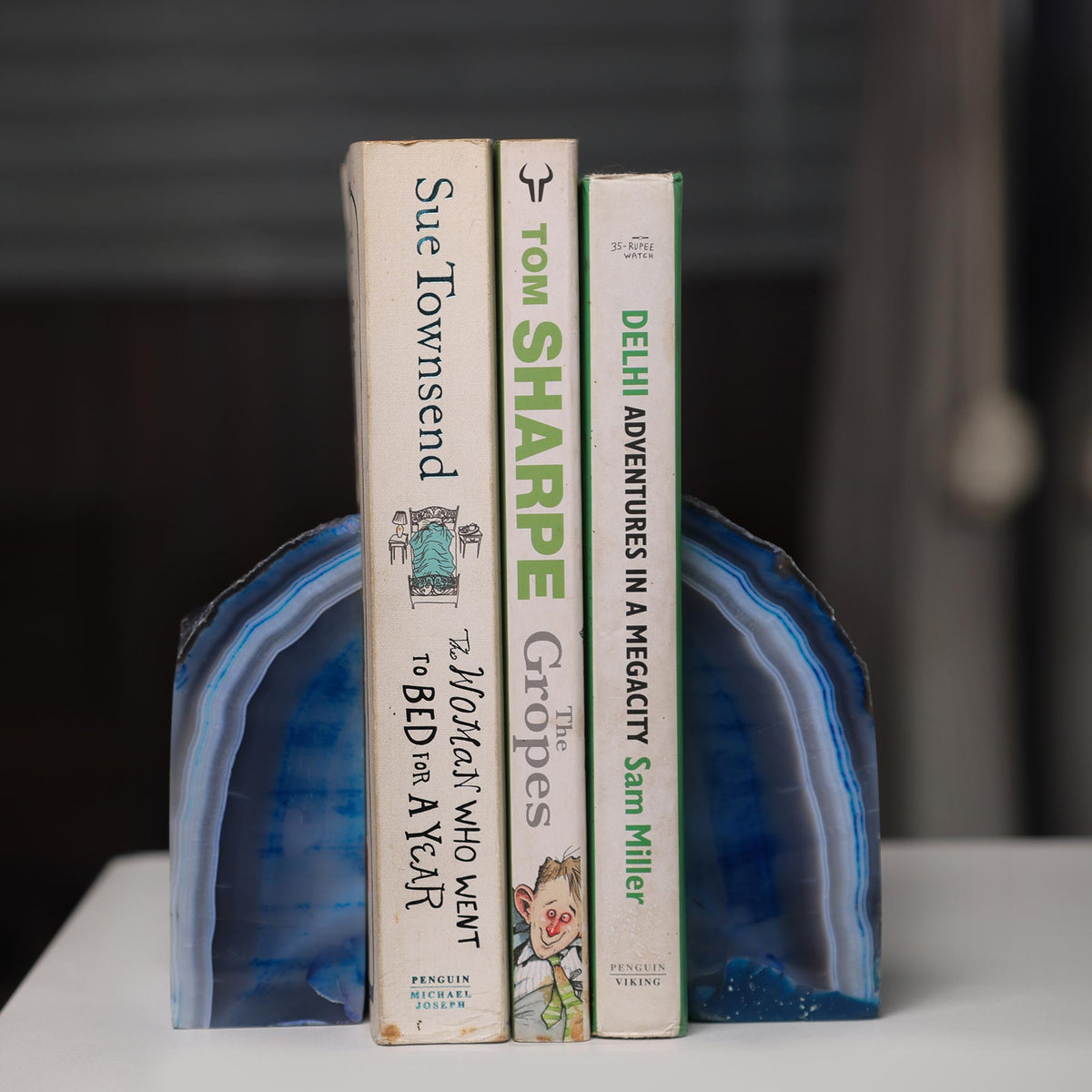 Semi Precious Book End Set - Blue - paarkhi