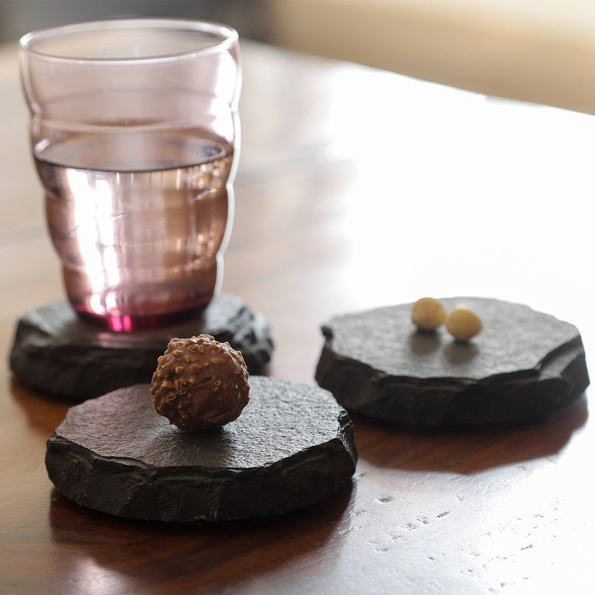 Round Slate Coasters - Set of 4