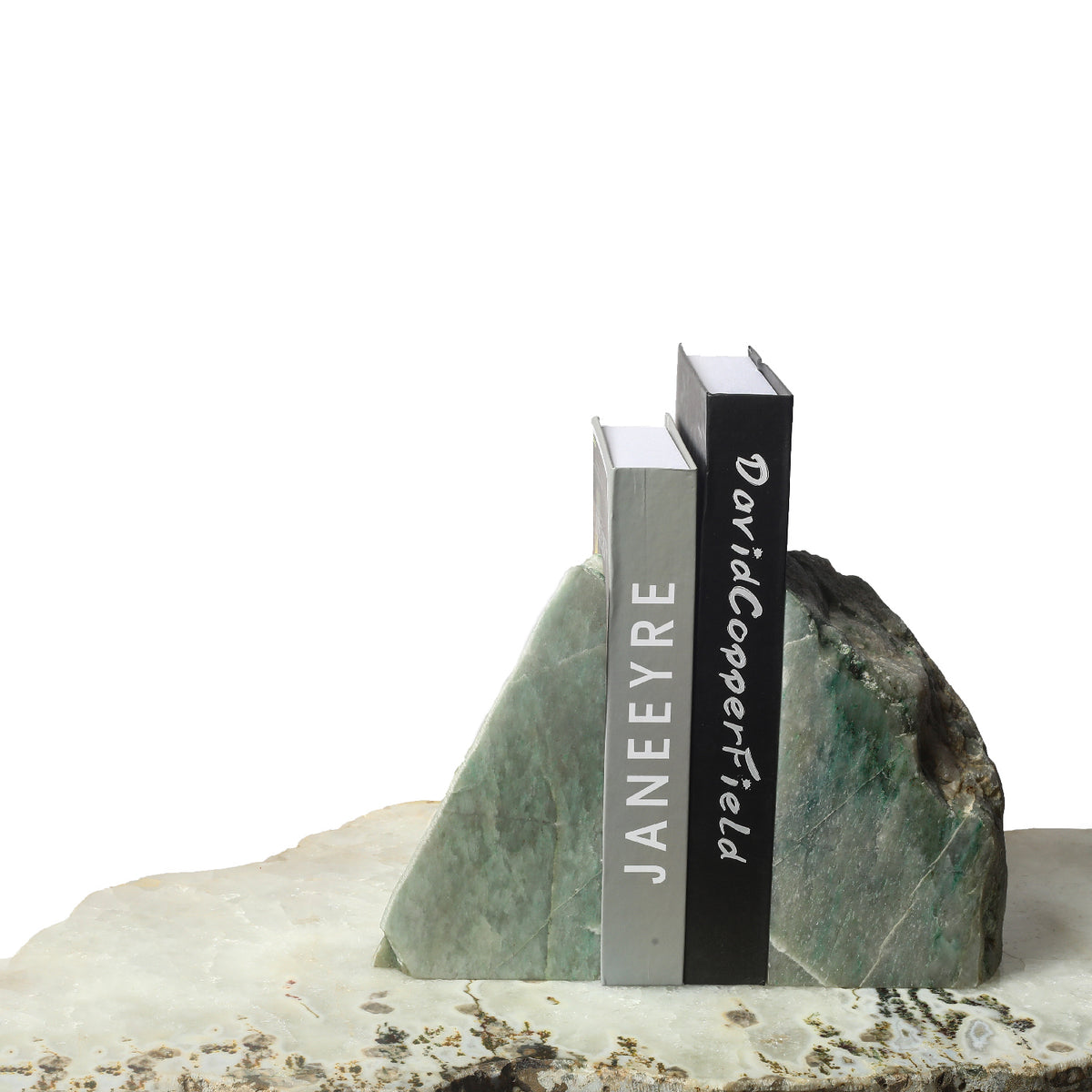 Semi Precious Book End Set - Green Quartz - paarkhi