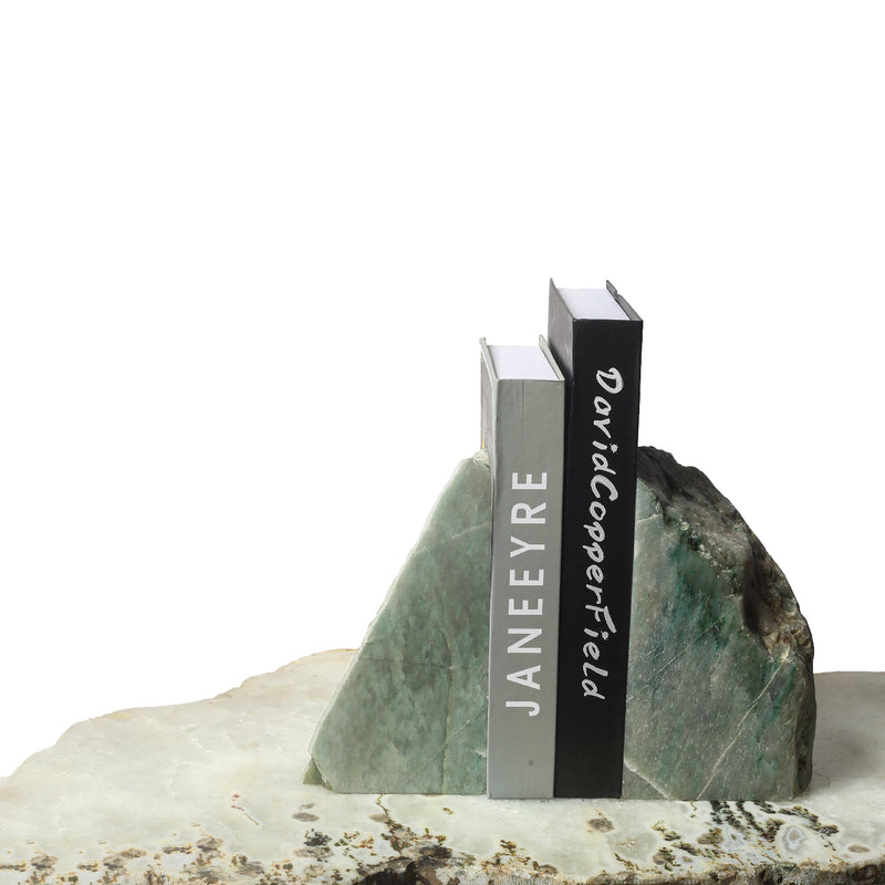 Semi Precious Book End Set - Green Quartz