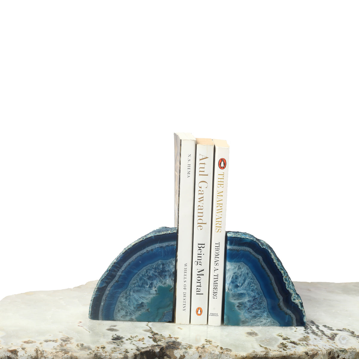 Semi Precious Book End Set - Blue - paarkhi