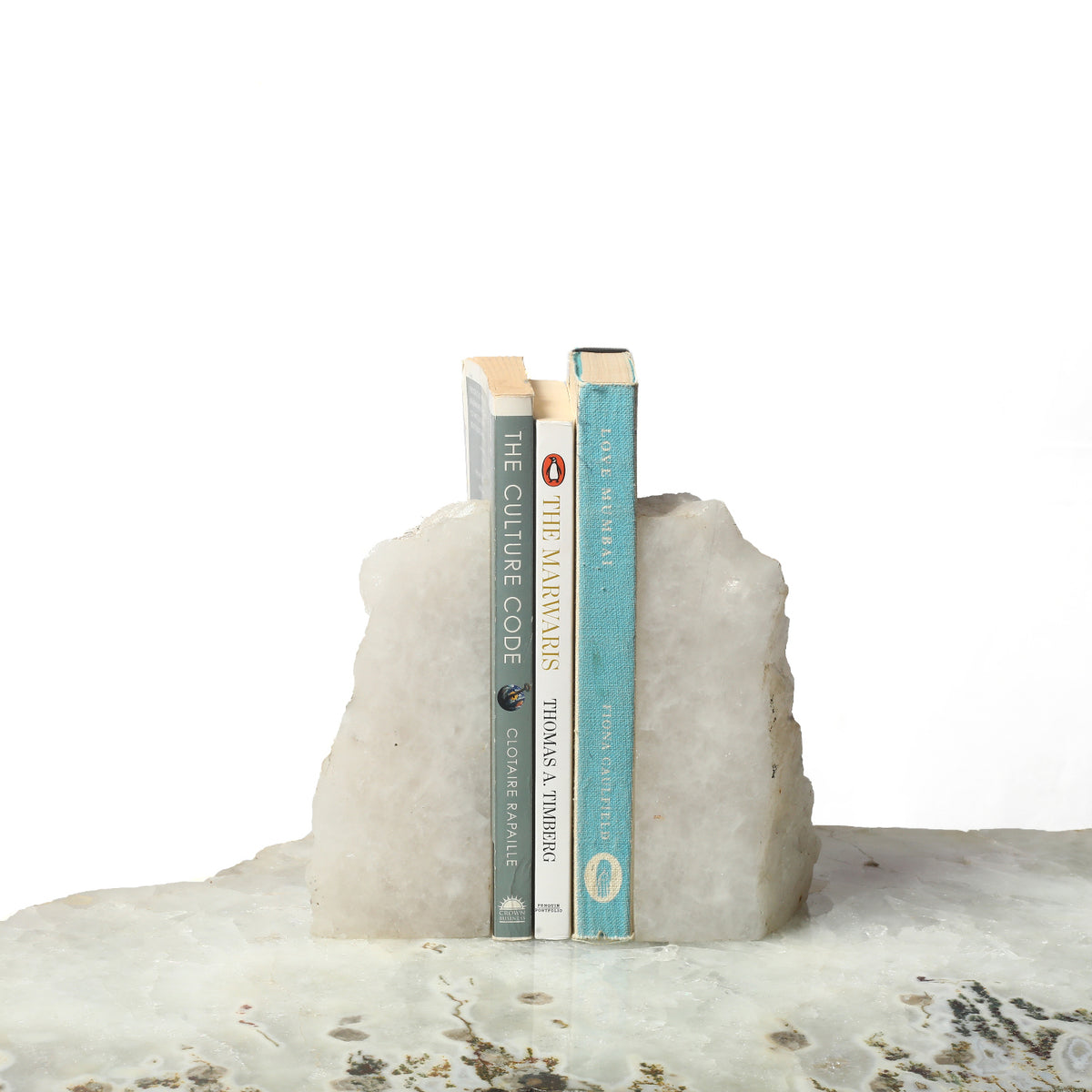 Semi Precious Book End Set - White - paarkhi