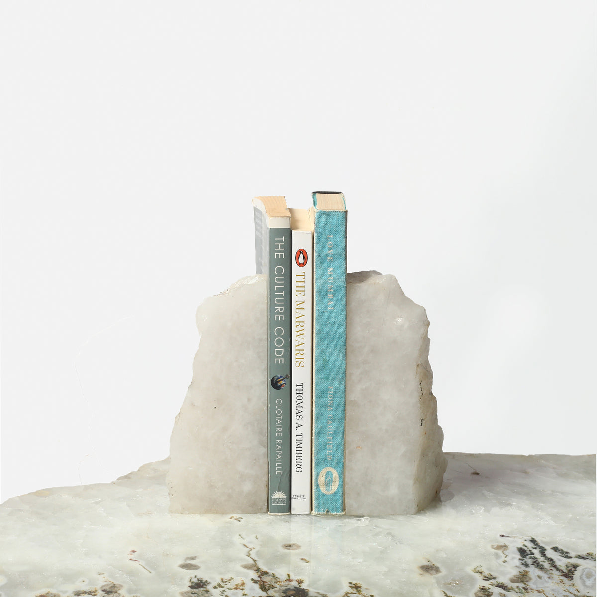 Semi Precious Bookend Set - White Quartz