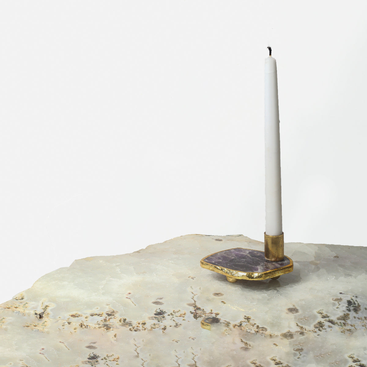 Semi Precious Candle Holder - Amethyst