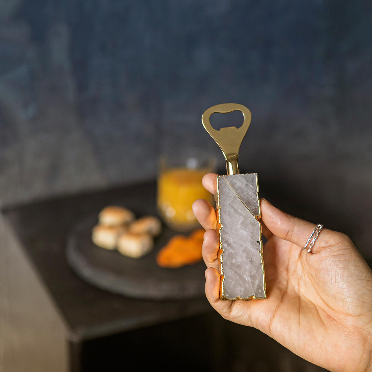 Semi Precious Bottle Opener - Rose Quartz - paarkhi