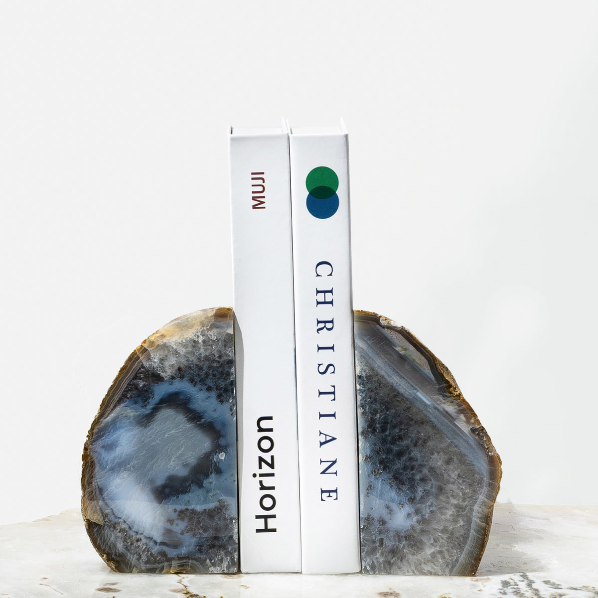 Semi Precious Bookend Set - Natural Agate
