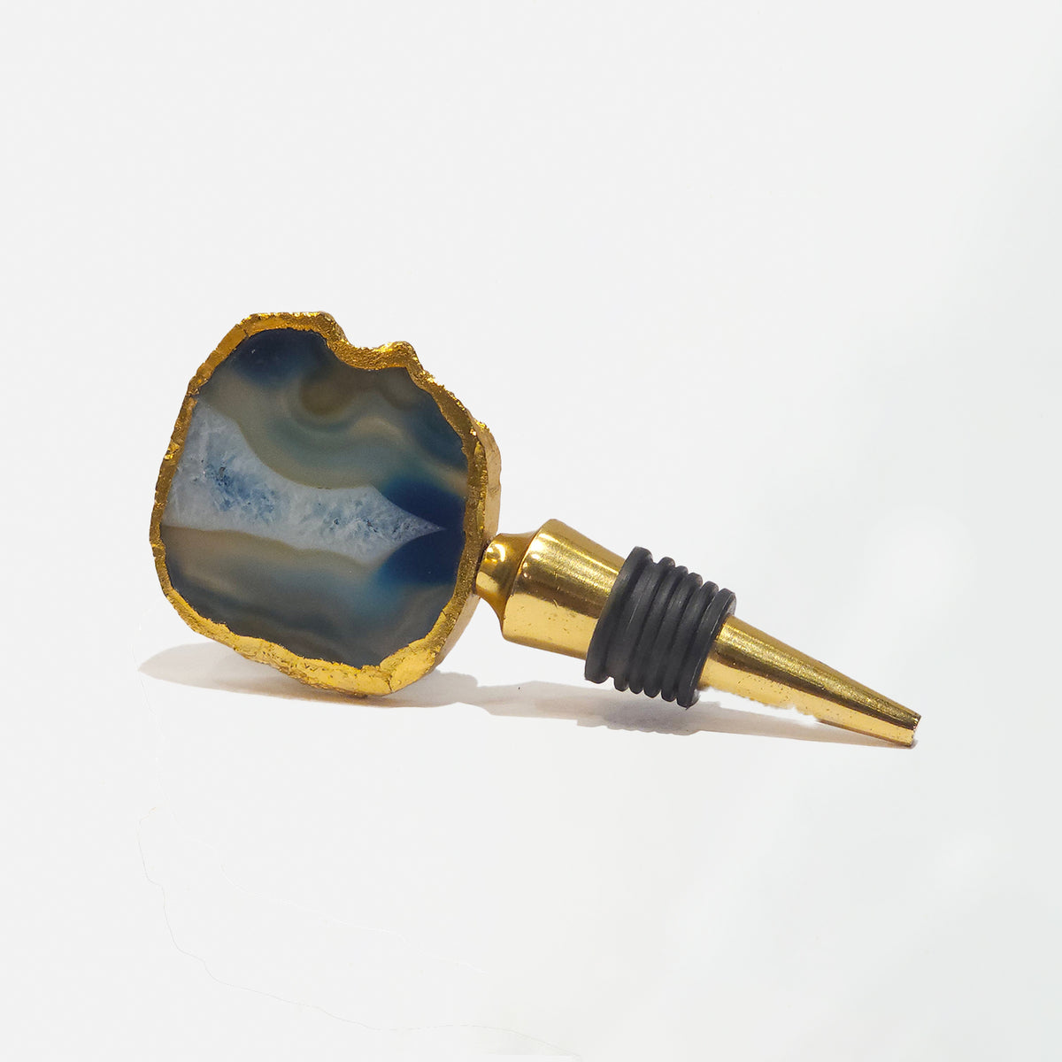 Semi Precious Bottle Stopper- Blue Agate