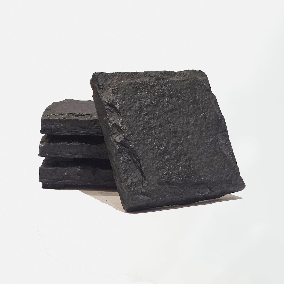 Chiseled Square Slate Coaster - Set of 4
