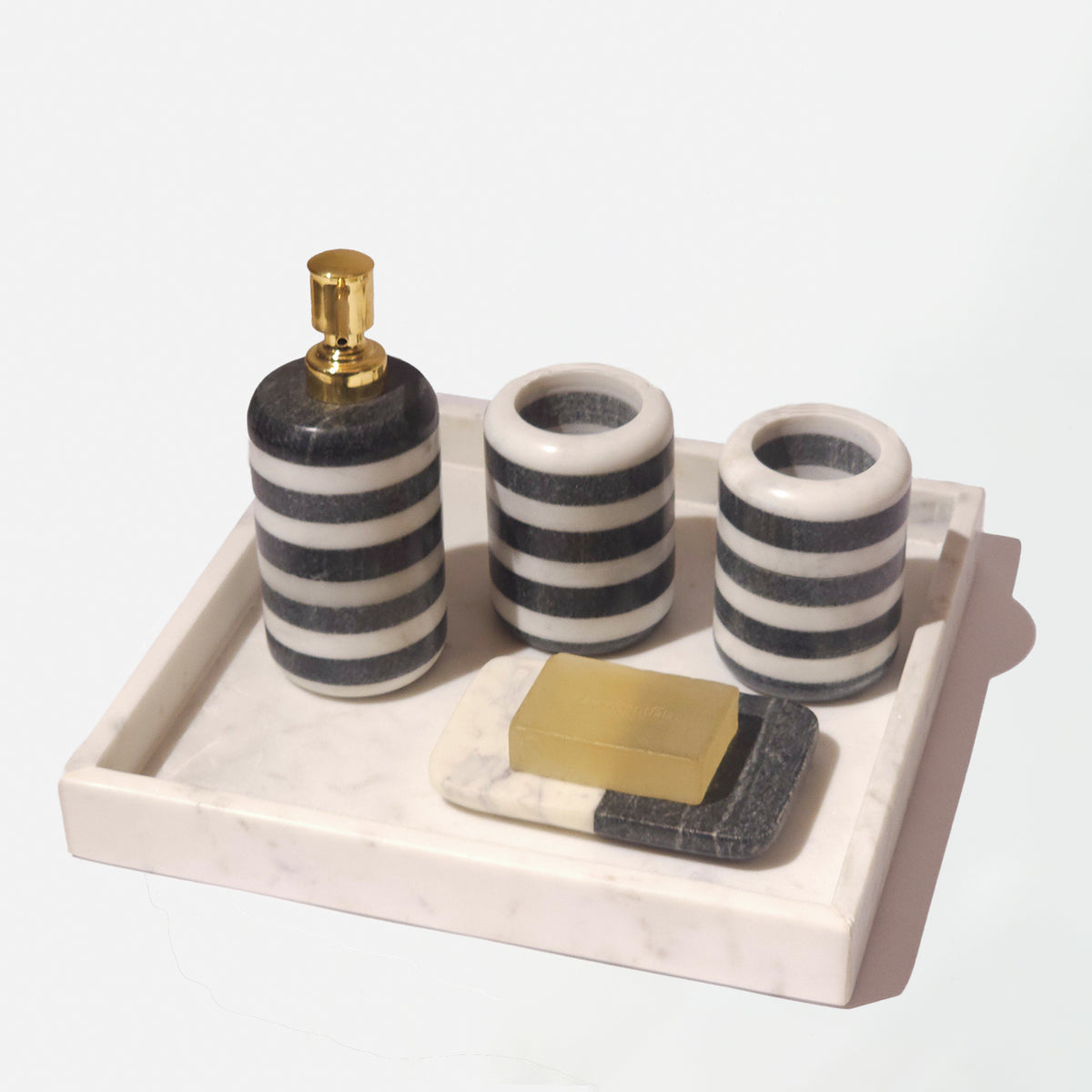 Striped Marble Bath Set- Set of 5