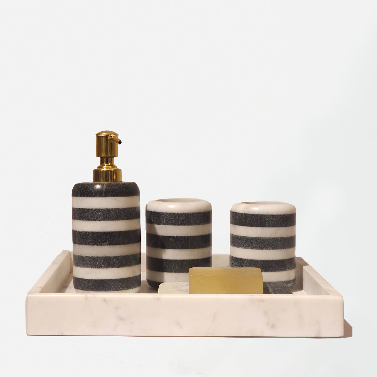 Striped Marble Bath Set- Set of 5