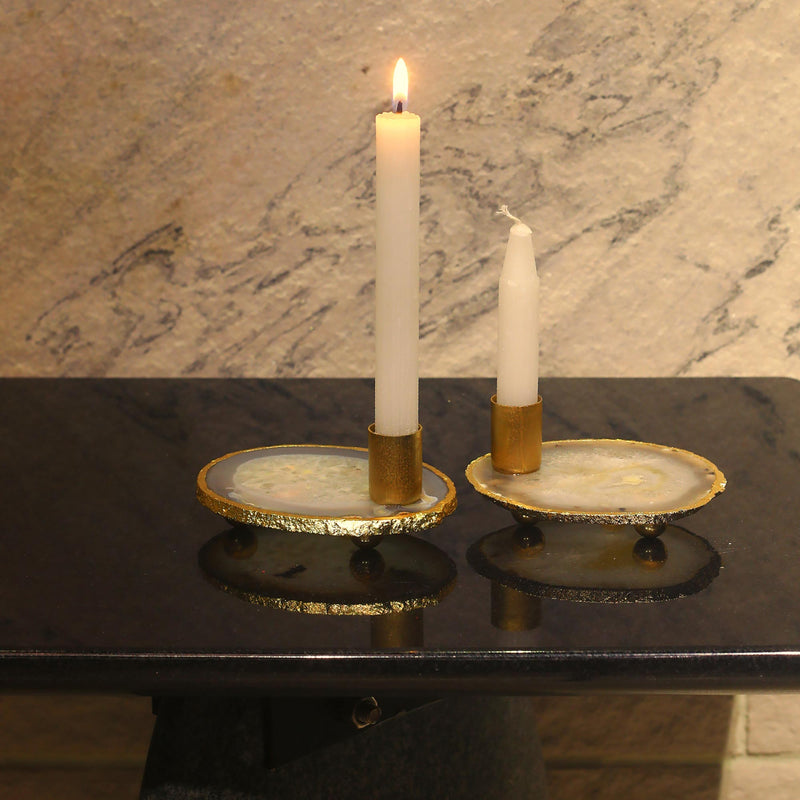 Semi Precious Candle Holder - Natural Agate