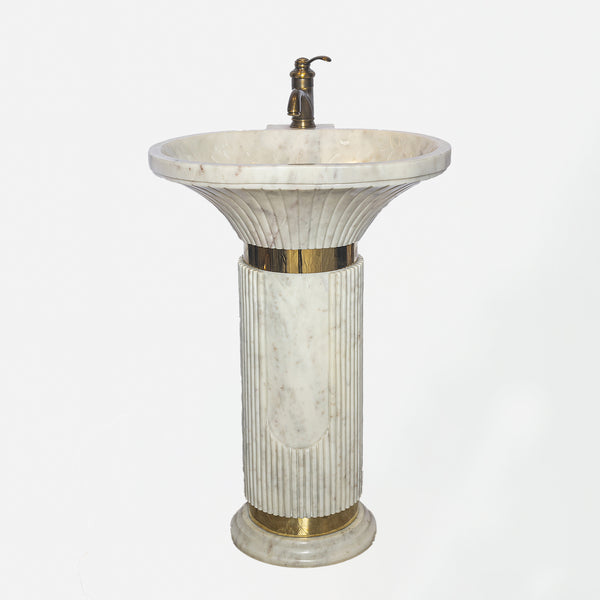 WHITE MARBLE PEDESTAL SINK
