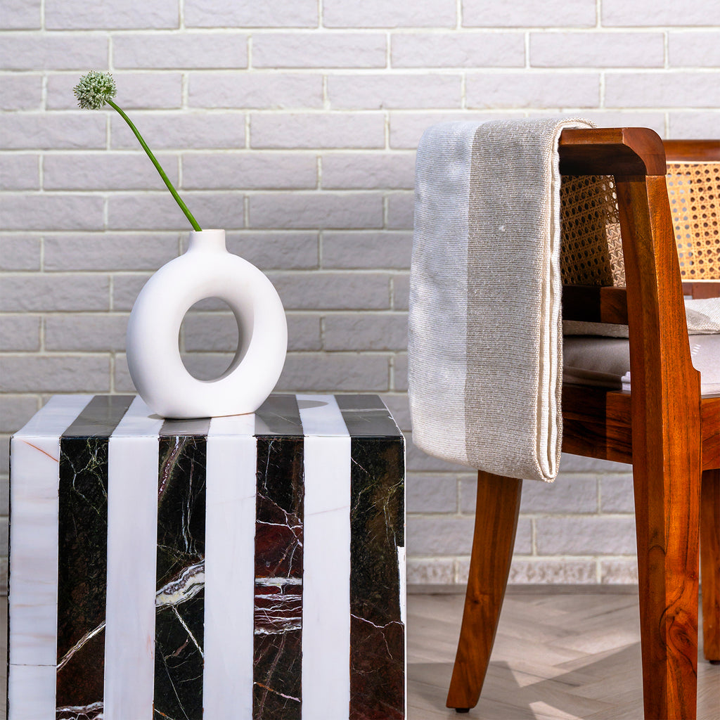 Striped Marble Cube Side Table – paarkhi