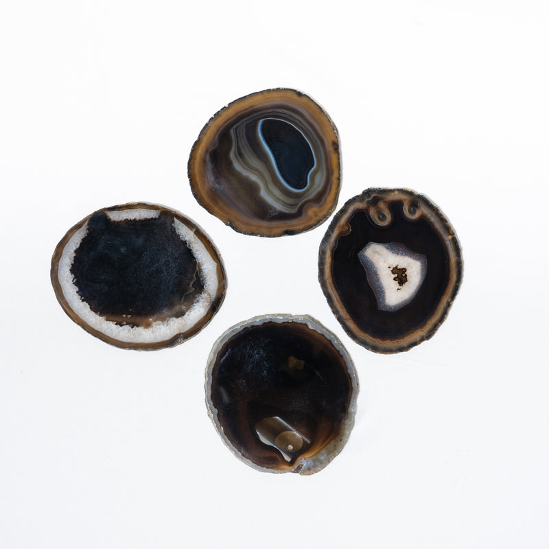 Semi Precious Coaster Set Of 4-Black Agate