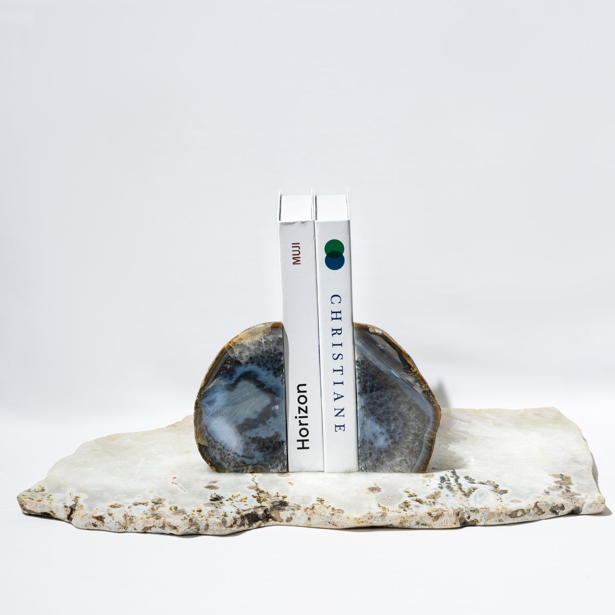 Semi Precious Book End Set - Natural Agate - paarkhi