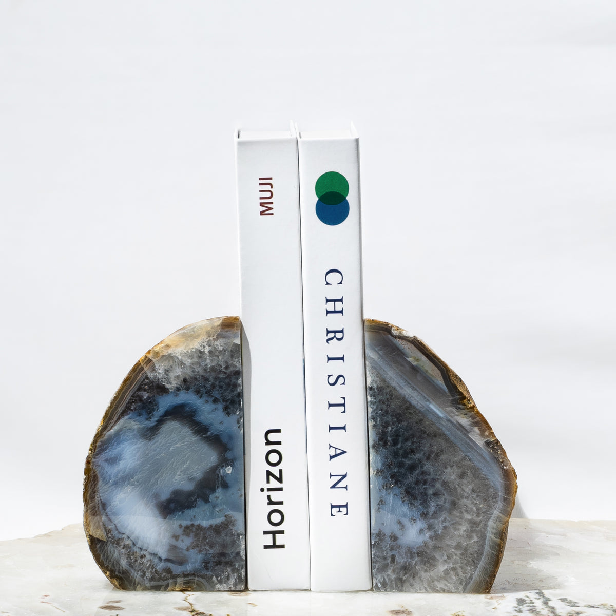 Semi Precious Book End Set - Natural Agate - paarkhi
