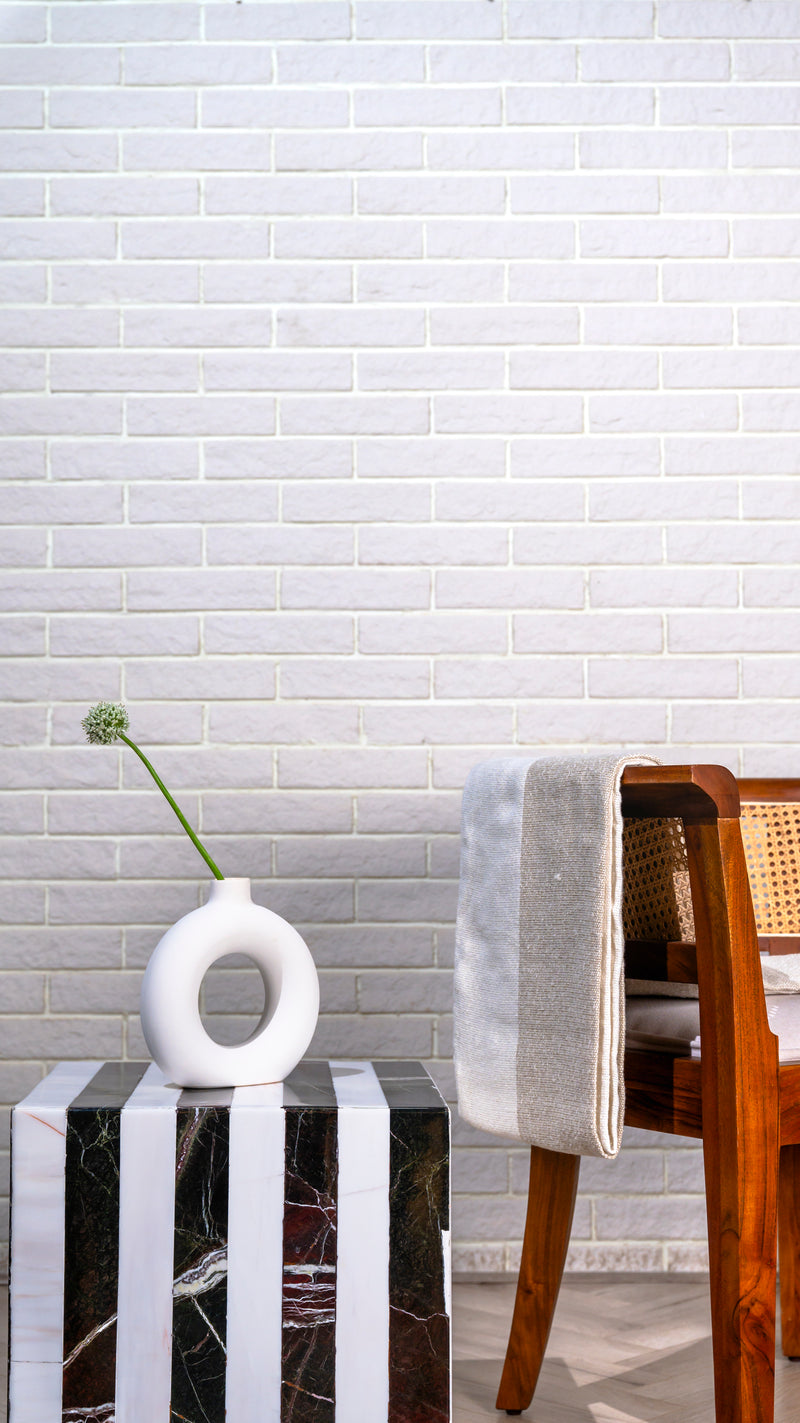 Striped Marble Cube Side Table