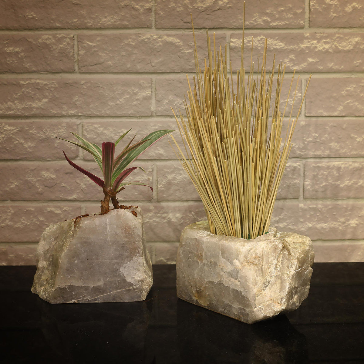 Semi Precious Planter - Smokey Grey Quartz - paarkhi