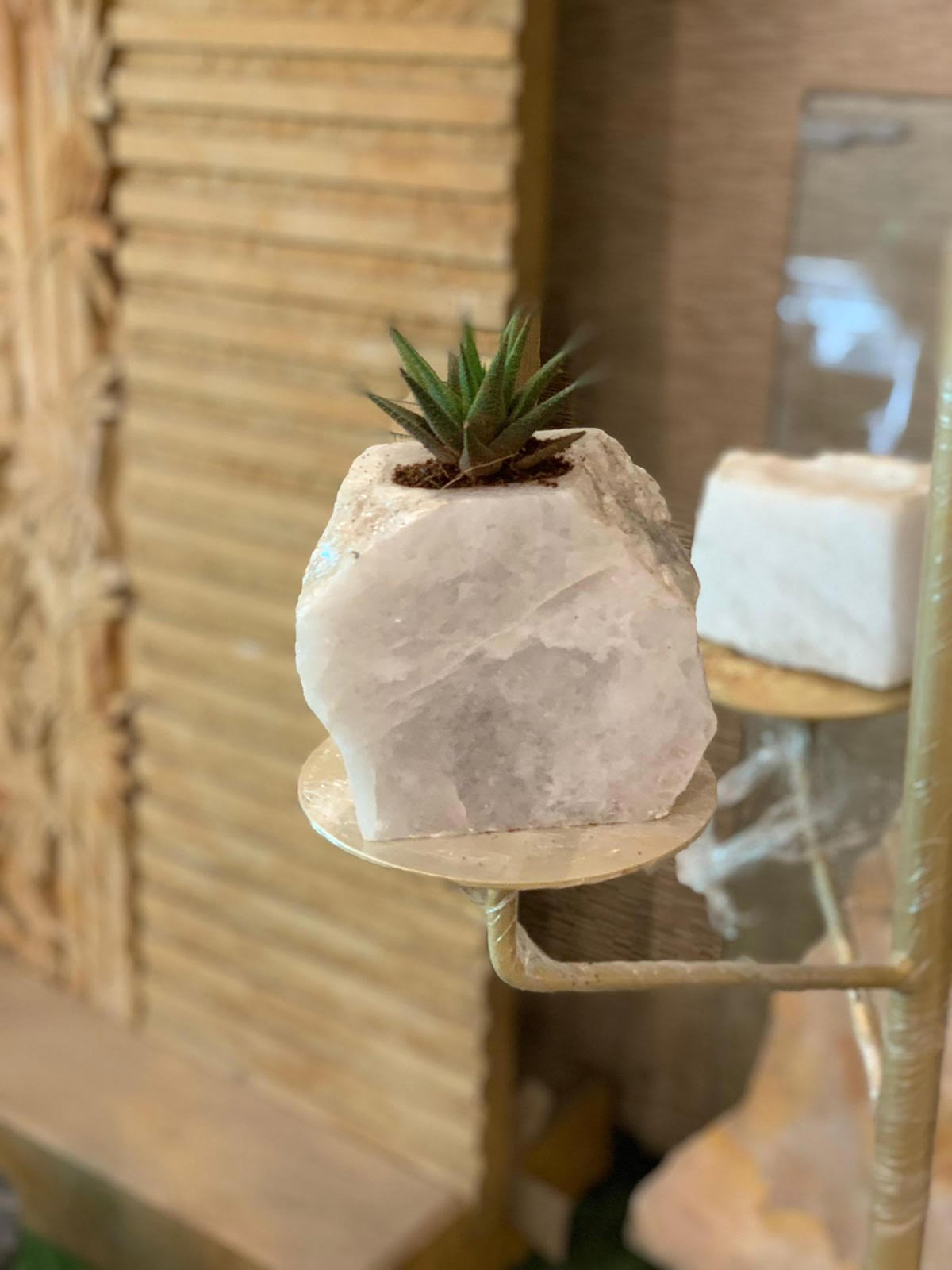 Semi Precious Planter - Smokey Grey Quartz - paarkhi