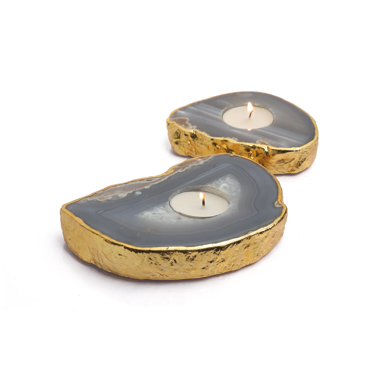 Semi Precious Tea Light Holder - Natural Agate - paarkhi