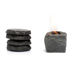 Black Fire Place & Round Slate Coasters Set of 4