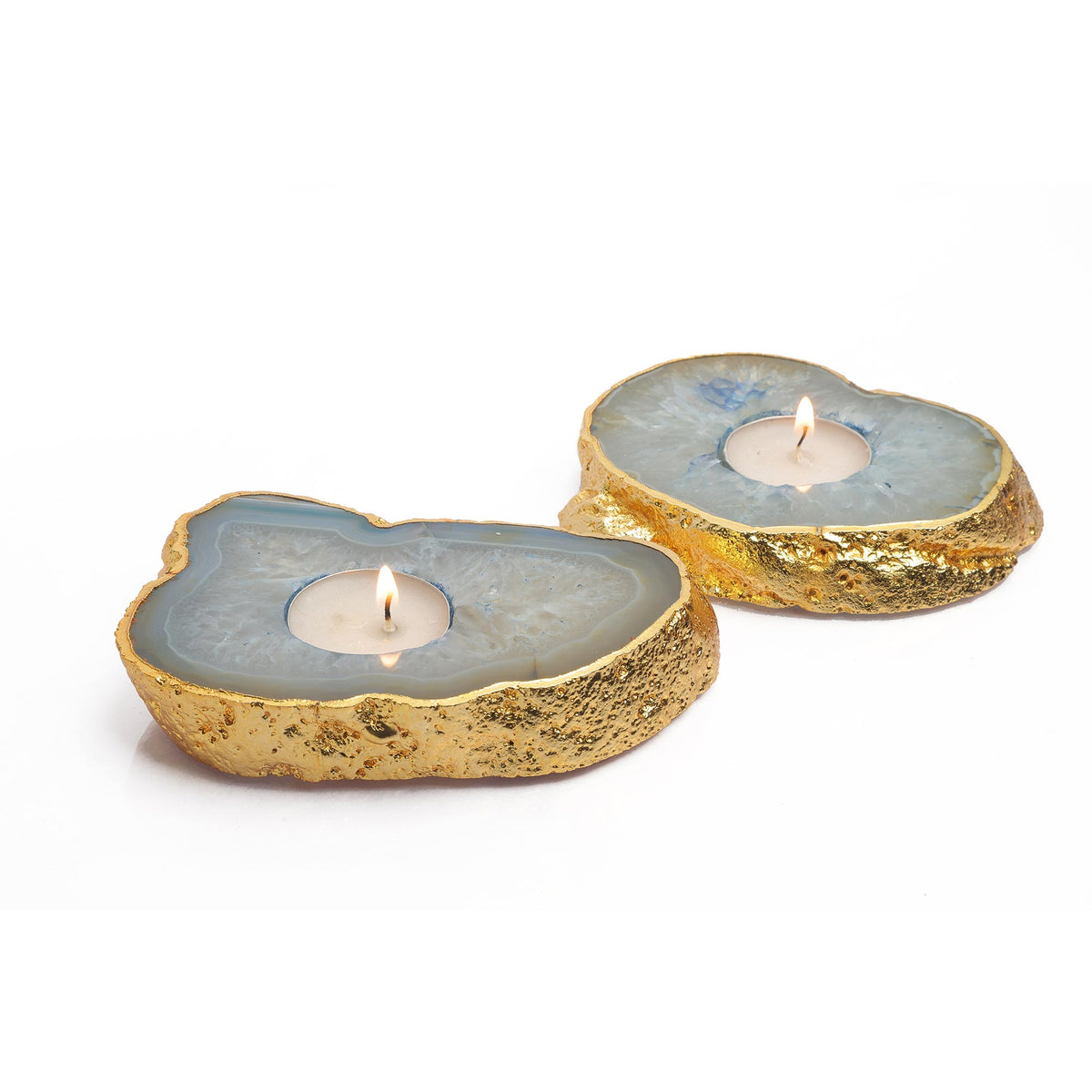 Semi Precious Tea Light Holder - Blue - paarkhi