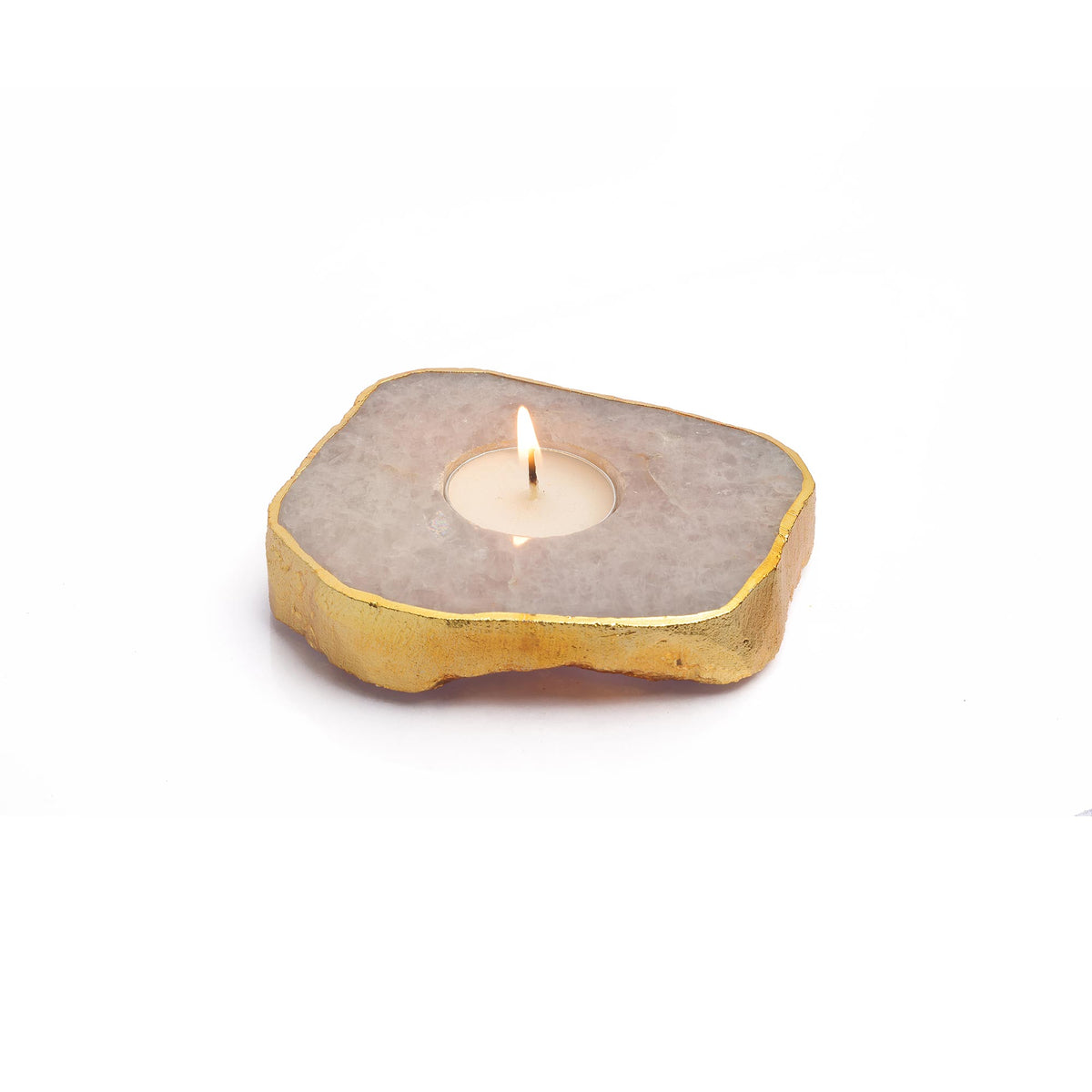 Semi Precious Tea Light Holder - Rose Pink - paarkhi