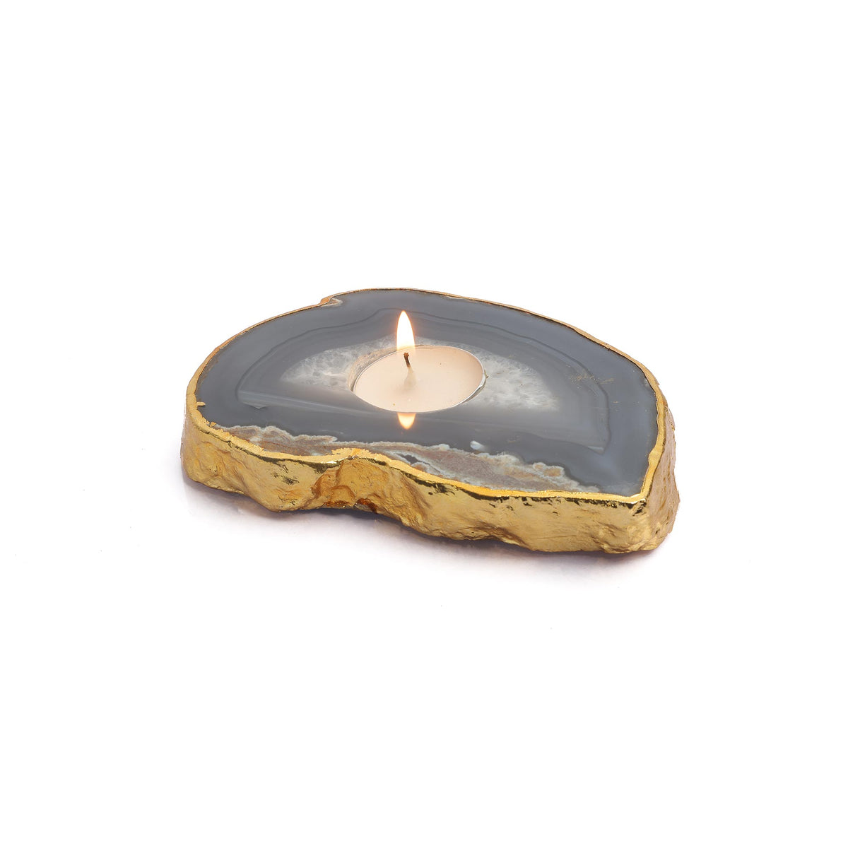 Semi Precious Tea Light Holder - Natural Agate - paarkhi