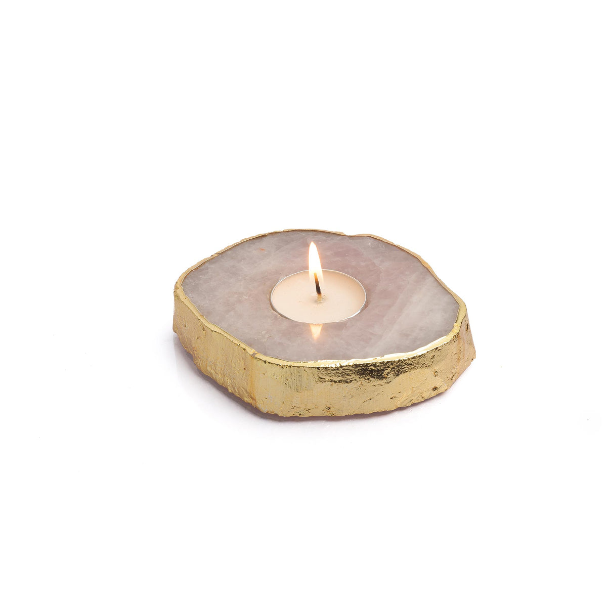 Semi Precious Tea Light Holder - Rose Pink - paarkhi