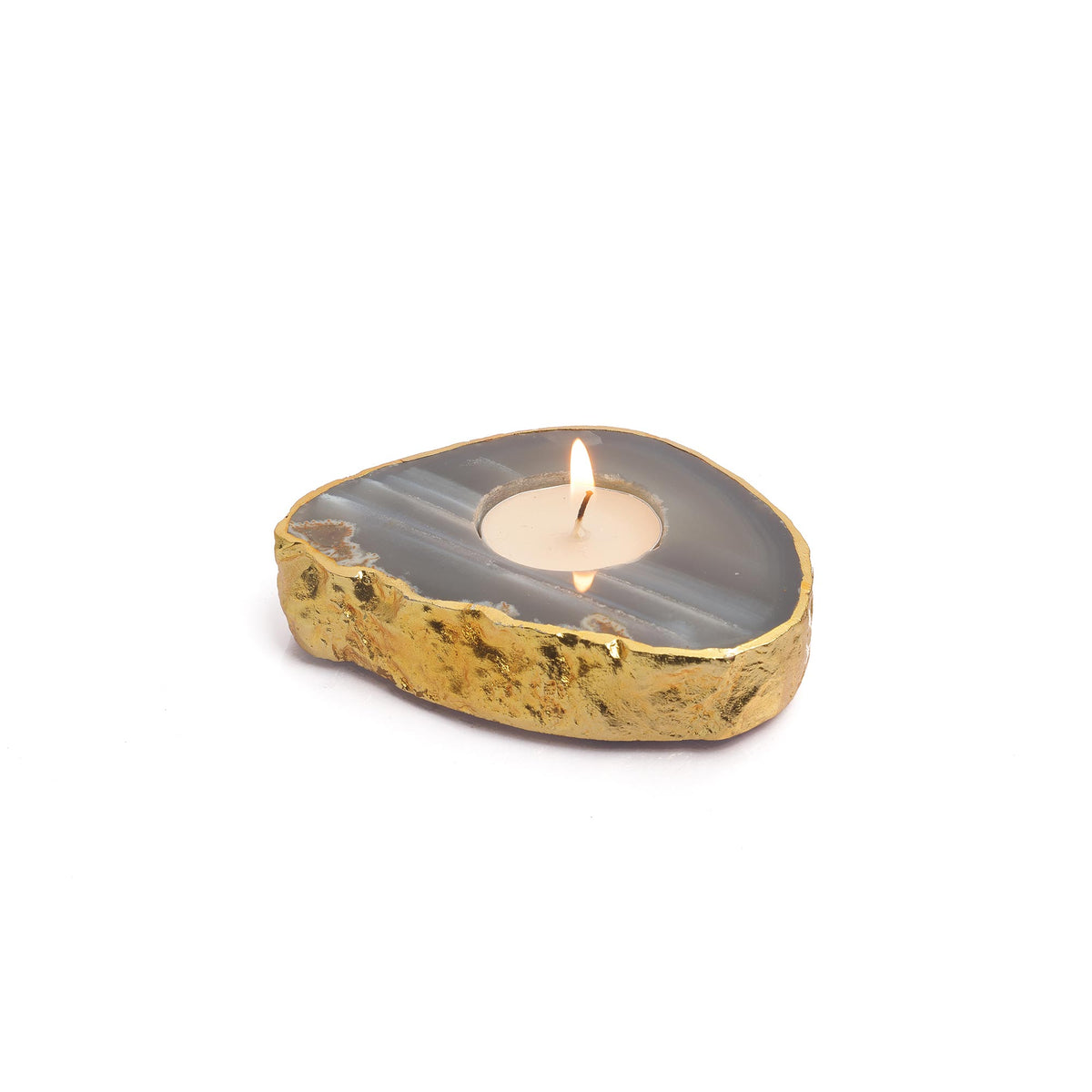 Semi Precious Tea Light Holder - Natural Agate - paarkhi
