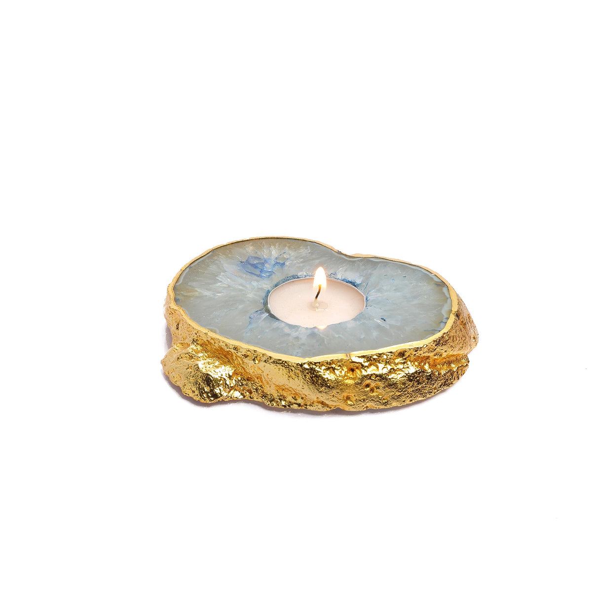 Semi Precious Tea Light Holder - Blue - paarkhi