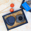 Black Fire Place & Round Slate Coasters Set of 4