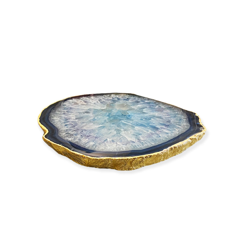 Blue Agate Semi Precious Platter & Coasters Set of 4