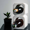 Square Marble Wine Bottle Holder & White Quartz Semi Precious Coaster Set of  4